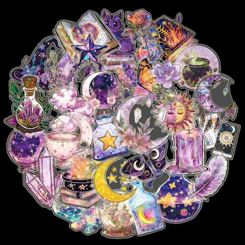 Cosyhav Stickers,30pcs Witchy Stickers,Magic Holographic Sticker