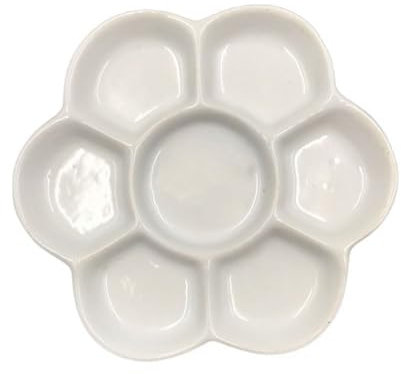 Paleta de mezcla de pintura de acuarela de cerámica de porcelana, paleta de pintura de artista de flor de ciruelo para agua, aceite, suministros de arte de porcelana (4 pulgadas)