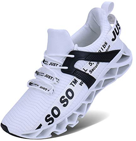 Wonesion Herren Trainer Atmungsaktive Slip-on Gehen Laufen Sportschuhe Stilvolle Mode Sneakers,2 Weiß,41 EU