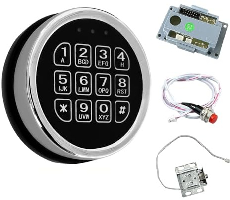 Giyofom Reemplazo de Cerradura de Caja Fuerte, Cerradura con Teclado de Aleación de Zinc con Acceso por Solenoide, Placa Base con Cable Plano de 14 y Botón de Reinicio.