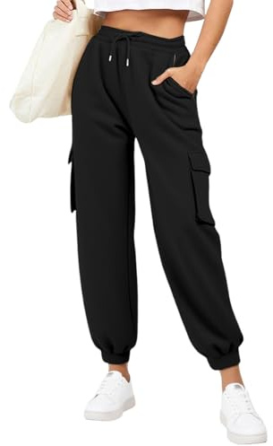 Pantalon de jogging pour femme Baggy taille haute pantalon cargo automne/hiver stretch bas resserré pantalon de survêtement couleur unie léger confortable pantalon de survêtement extérieur pantalon de