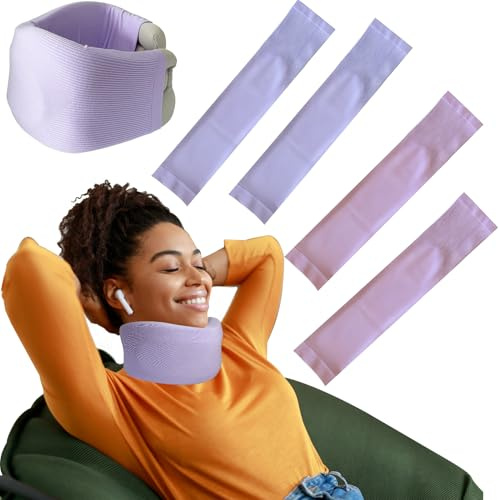 Okueejur 4PCS Neck Brace Cover Cervical Collar Dust Cover Sleeve for Women and Men Soft & Comfortable for Sleeping Working Breathable (Pink+Purple)