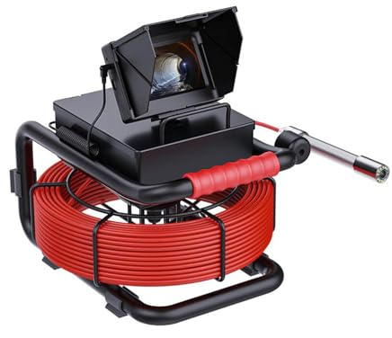 OVLIIYWZY Telecamera per ispezione Tubi fognari da 20 m, endoscopio Industriale per tubazioni fognarie di Scarico IP68 con Monitor 4.3, Telecamera per ispezione endoscop