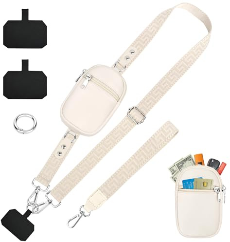 KTUEOV Cuerda para Movil, Universal Cordón para Movil con Bolsillo Cinta para Colgar Móvil Ajustable Cordon Moviles Cuello Correa para Movil para Mujeres Multifuncional para Todos los Smartphones