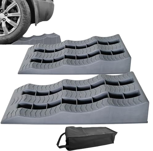 Cuñas de rueda de nivelación - Cuñas de rueda para autocaravana, 2 piezas, bloques de nivelación de 3 etapas - Herramientas de estacionamiento en suelo desiguales, cuñas y niveladores de remolque para
