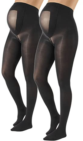 CALZITALY dam 2 Pairs Opaque Maternity Tights | Stretchy, Soft and Comfortable Pregnancy Pantyhose | Mid-season Tights for Future Mum | 40 Den | Black | S M L Xl | Made in Italy Moderskap (2-pack)