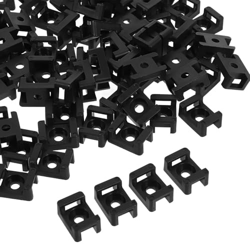 ibasenice 100 Clips de Fixation pour Câbles Noirs en Abs Base de Clips Câbles Métallique Compatible Diverses Attaches pour Organisation Professionnelle