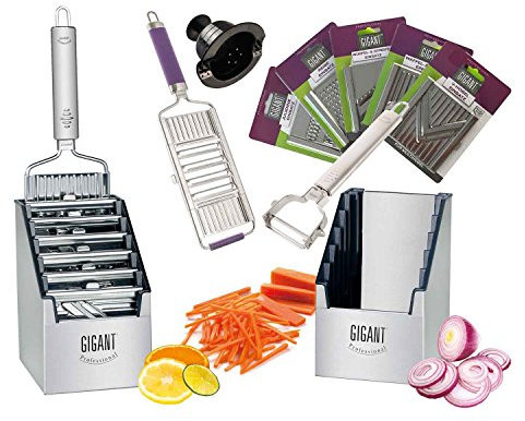 Gemüse-Hobel (Vierfachhobel) Muxel® Mega-Set mit 5 zusätzlichen Einsätzen in der praktischen Multi-Box, lila