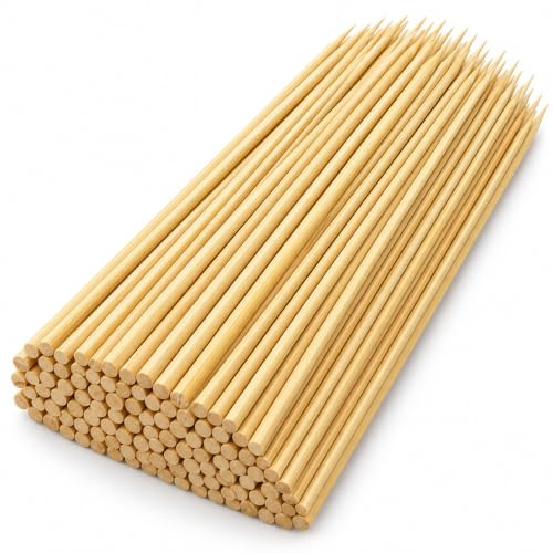 300 Pack Natural Wooden Skewers, 250mm / 10in | Wooden skewers for BBQs, kebabs, appetisers, cocktails, fruit, chocolate fountains and party food.