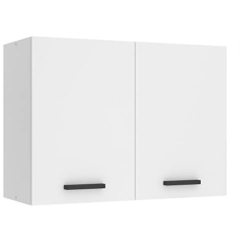 Belini Hängeschrank Küche, Küchenschränke SG. Breite 80 cm. Oberschrank mit 2 Türen, Küchenhängeschränke, Wandschrank Hängend, Weiß matt