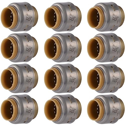SharkBite Max 1/2 Inch Push Cap, Made in the USA, Pack of 12, Push to Connect Brass Plumbing Fitting, UR514