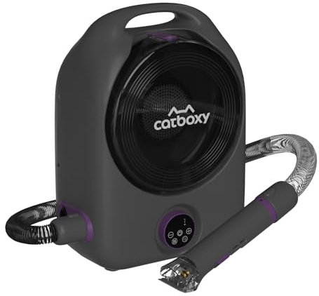 Catboxy Kit intelligente per la toelettatura del cane con aspirapolvere e asciugacapelli, aspirazione 99% peli di animali domestici, accessori puliti, asciutti, ioni negativi a temperatura costante ad