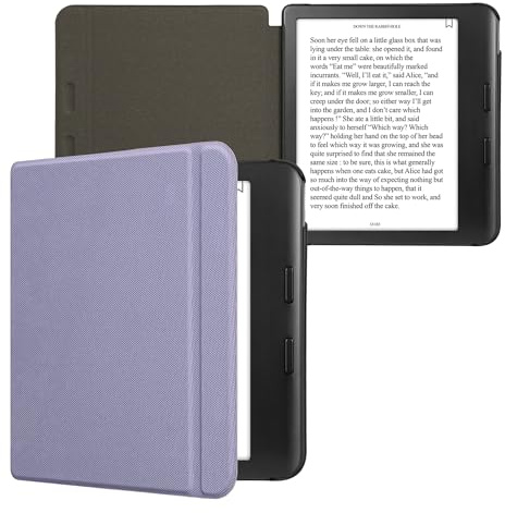 kwmobile Case Compatible with Kobo Libra Colour - Nylon Protective e-Reader Cover Folio Book Style Case - Lavender
