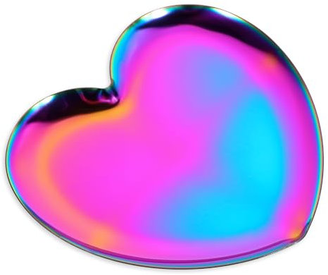 Spoon Rest Kitchen, Stainless Steel Heart Rainbow Design Utensil Holder for Spatula, Ladle, Tongs, Cooking Coffee Spoon Holder for Stove Top, Kitchen Counter, Dishwasher Safe