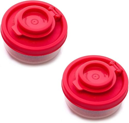 Salt and Pepper Shakers Moisture Proof Set of 2 Small Mini Salt Shaker to go Camping Picnic Outdoors Kitchen Lunch Boxes Travel Spice Set Clear with Red Covers Plastic Airtight Dispenser