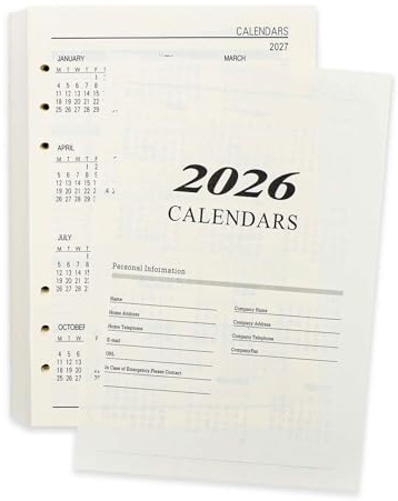 Mogoostry 2026 Calendars A5 Planner Refills Paper Monthly Plan Binder Inserts Loose Leaf Filler Lined Notepad Daily Schedule Calendar Planner