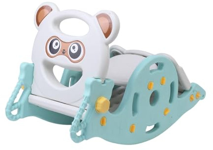 MotiveTech Juguete Balancín 3 en 1, Caballo Balancín, Juego de Regalo, para Niños años, Tobogán, Estructura de Escalada, Parque Infantil, Verde