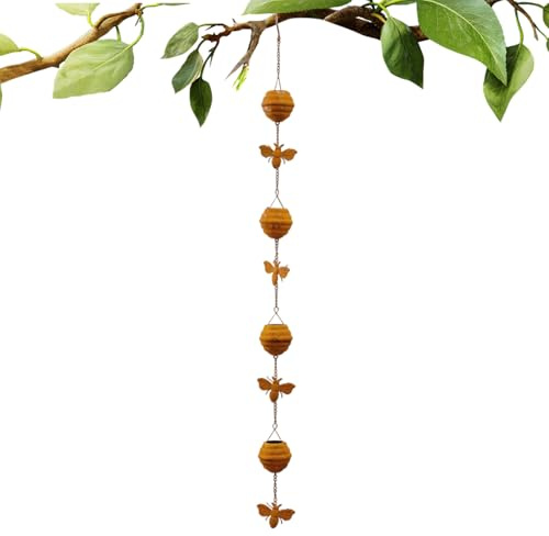 Catena della Pioggia | Raccoglitori di Acqua Piovana A Forma di Ape | Decorativo per Grondaie con Deviatore da Tetto | Raccolta E Drenaggio ’Acqua Piovana per Giardino E Spazi Esterni