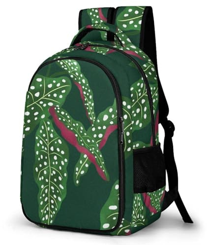 Polka Dot Begonia Leaves Adult Backpacks for Girls & Boys,School Bags,Bookbags,Laptop Backpacks,Travel Daypacks