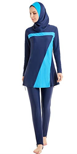 TianMai Varmt nytt muslimskt badmode islamiskt heltäckande skydd kvinnor kortärmad blygsam baddräkt strandkläder burkini dam rash skydd surfing kostym, blått 1, XXL
