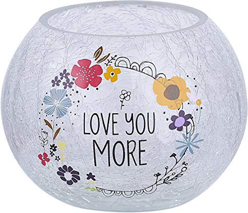 Pavilion Gift Company 5'' Crackled Glass Candle Tealight Holder, 5 Inch Round