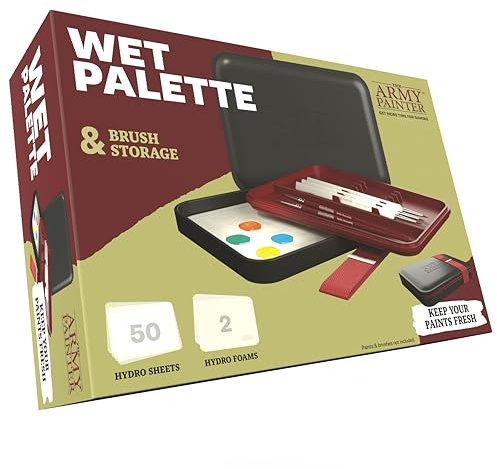 The Army Painter, Wet Palette, 50 Hydro Sheets, 2 Hydro Foam Schwämmen für Acrylfarben Set. Inkl. Premium Pinselhalter - Modellbau Farben Zubehör für Wargames Tabletop Miniaturen & Warhammer