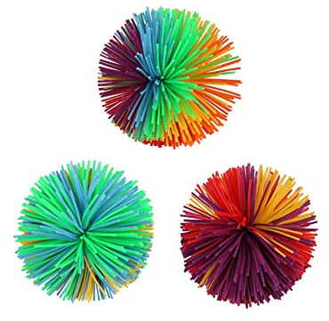 Harapu Monkey Soft Sensory Fidgets Toys, Rainbow Colorful Stress Relief Bouncy Pom Stress Balls, Pack of 3