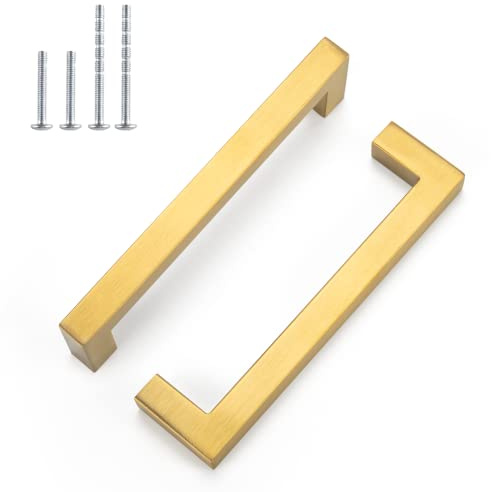 LONTAN Lot de 10 Poignée Meuble Cuisine Doré Entraxe 128mm Poignee Placard