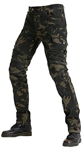 Pantalones Vaqueros de Moto para Hombre con Protectores de Motocicleta, Jeans de transpirables Tela Kevlar Forrados Reforzados Desmontables y Blindados