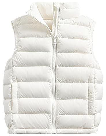 Cozomiz Bebé Chaleco de Plumón para Niños Niñas Invierno Sin Mangas Acolchado Abrigo Ligero Chaqueta de Abajo Calentar Ropa de Invierno 11-12 años Blanco