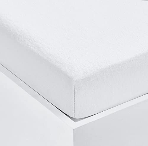 Home Living Super Soft Terry Towelling Stretch Fitted Sheet Mattress Protection Cover Fully Elasticated Extra Deep Breathable All Seasons (White, King)