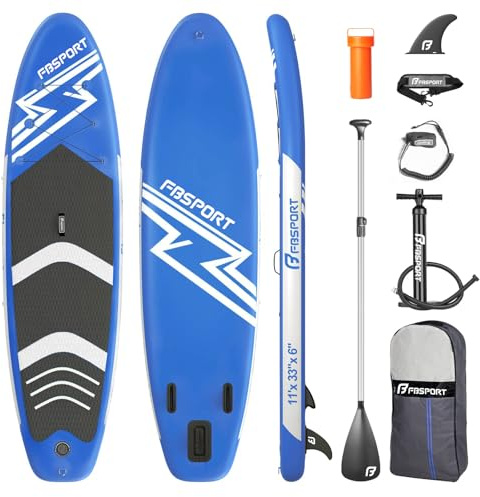 FBSPORT Inflatable Stand Up Paddle Boards,SUP Board,6 Thick Stand Up Paddle Boarding,Paddling Board for Youth & Adult,Surfboard,SUP with Adjustable Paddle/Backpack/Pump/Removable Fin (Blue)