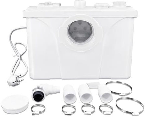 TANYEAR 700W Hebeanlage WC Fäkalienpumpe Schmutzwasserpumpen, Haushaltspumpe Fäkalienhebeanlage mit Schlauchschellen, Kleinhebeanlage für Toilette, Waschbecken, Weiß