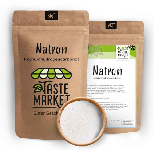 Natron Pulver 2 x 100 g in Lebensmittelqualität | Natriumhydrogencarbonat E500 | Hausmittel zum Backen und Putzen | Backpulver | Backsoda
