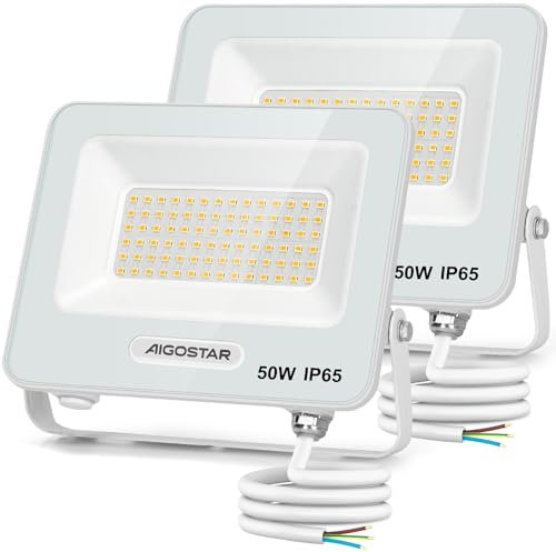 Aigostar Foco LED Exterior 50w, 4500LM Foco Proyector LED, IP65 Impermeable Luz de Seguridad, Natural 4000K Luces led exterior, Para Jardín, Patio, Garaje, Paquete de 2
