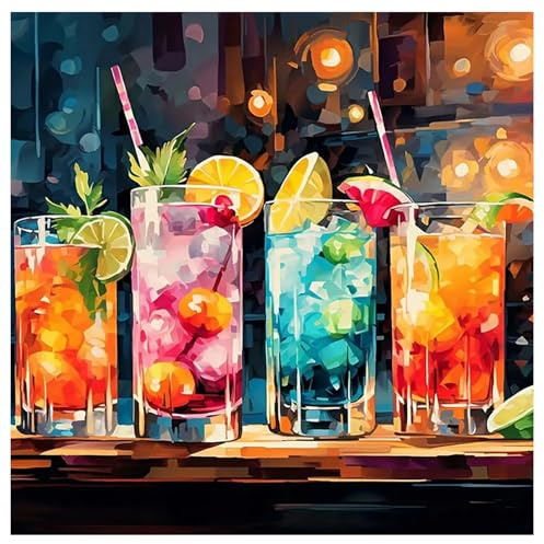SHEGZHUC Diamond Painting Kitchen Bar 30 x 40 cm Diamond Painting Wine Whiskey Drinks Paint by Numbers Adult Wine Glasses Mosaic Diamond Painting Art Embroidery Cross Stitch Pictures Gift Wall Decor