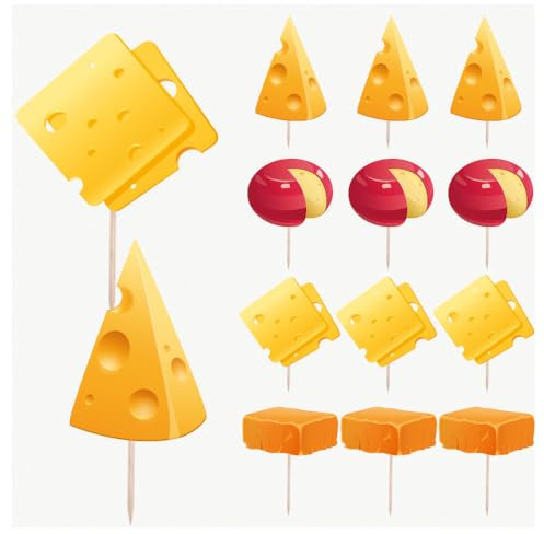 AK Giftshop Cheese Themed Party Food & Cupcakes Picks Decorations Toppers (pack of 14)
