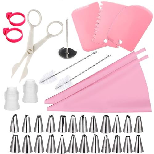 37 Pcs Pipe Bag and Nozzle Set,Piping Bags Icing Piping Kit Icing Bags and Nozzles Set Icing Nozzles Cake Decorating for Filling Pastries and Decorating Cupcakes