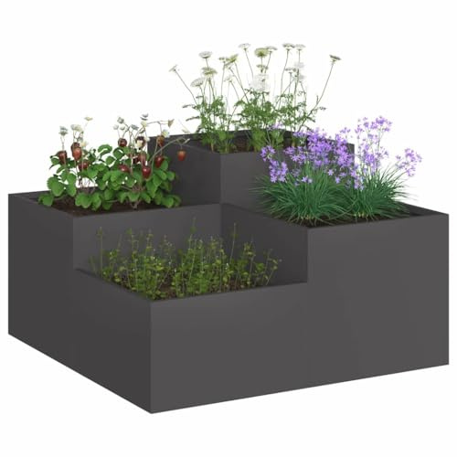 vidaXL Trädgårdsplanterare Svart 80 x 80 x 48 cm Stål