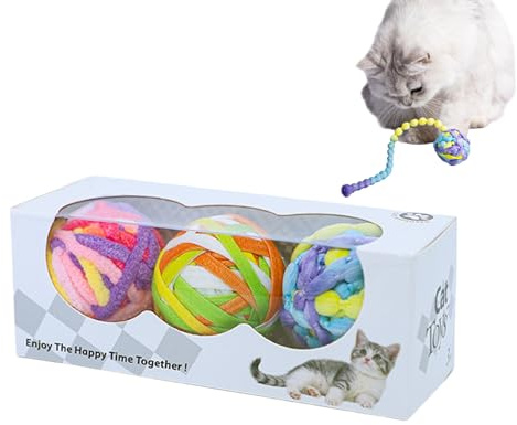 Générique Boule Interactive pour Chat | Jouet À Mâchouiller pour Chaton Et Balle - 3 Pièces Souples avec Clochettes, Jeux Colorés pour Chien Et Chiot Chasse Mâchouillement Enrichissement