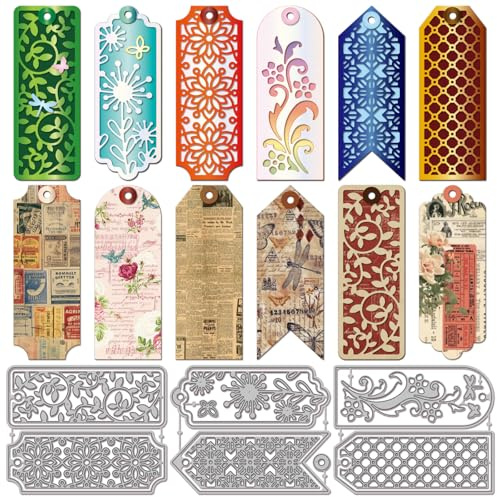 GLOBLELAND Troqueles de corte de marcapáginas estampados, varios bordes de | Marcos de metal para hacer tarjetas, decoración de álbumes de recortes