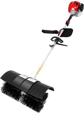 KKVUIIFF 52CC bensin sopmaskin, 2-takts 1,7 KW 2,3 hk bensinmotor broom, handenhet/sidohängande sopa rengöring för alléer, gräsmattor (A)