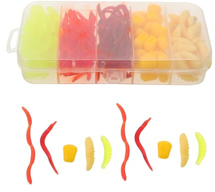 SOIMISS Lot de 160 Set de Appâts Souples en Silicone Maïs Leurres Réalistes pour Pêche Bar et Truite et Carpe Appâts Souples pour Eau Douce et Eau Salée Ensemble D'appâts de Pêche