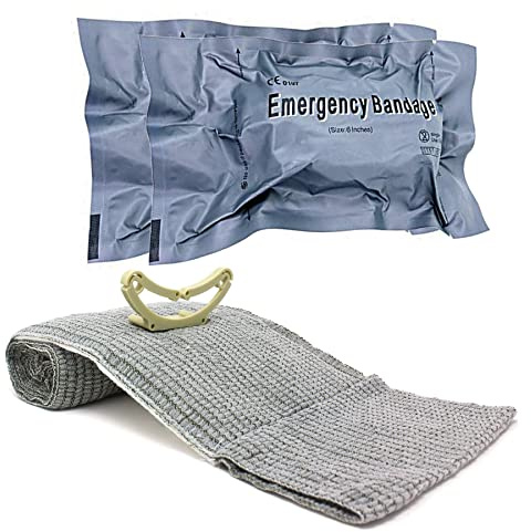 2PCS Bendaggio Israeliano,Ferita di Pronto Soccorso Fasciatura,Laccio Emostatico Tattico Medico di Compressione Bendaggio,Fasciatura di Pronto Soccorso,All'Aperto Fasciatura di Emergenza
