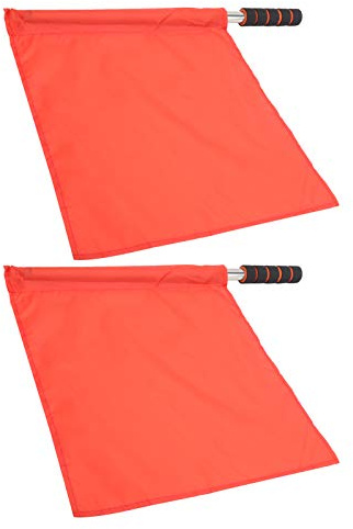 KIMISS Lot de 2 drapeaux de juge de ligne en acier inoxydable avec tige en acier inoxydable et tissu éponge pour arbitre