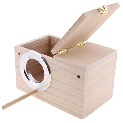 LinaLife 7.7 x4.7 Birds Nest Box Lovebird House Wood Parakeet Budgie Cockatiel Breeding Nest Box Cage Wood House for Finch Lovebirds Cockatiel Budgie Conure Parrot