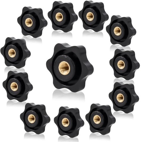 Rybtd Sterngriffschraube Rändelschraube 12 Stück Sterngriffmutter M8 x 32 Schwarz Kunststoff Griffmuttern,Kunststoff Flügelmutter für Werkzeugmaschine Mechanische, Fitnessgeräte, Werkzeugmaschinen