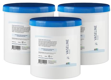 Medicalcorner24 Medizinische Vaselin für Tattoo- u. Piercingbereich, Hautpflege, rein, weiß, 3 x 1 kg, Made in Germany, Zusammensetzung: Vaseline