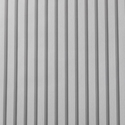 Tarwanear Grey 3D Effect Wood Slat Wallpaper Light Grey Striped Wood Grain Panel Wallpaper 0.53x9.5m Retro Faux Wooden Panel Wall Feature Wall Paper for Living Room Bedroom Hallway