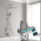 Gunmetal Gray Shower Column with Digital Display, Height Adjustable Shower Faucet System, Shower Set with Hand Shower Bidet Sprayer for Bathroom